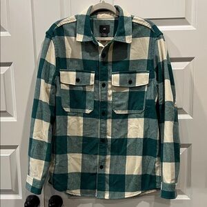 H&M Flannel Green and Cream Plaid Men's Long Sleeve Shirt Sz M